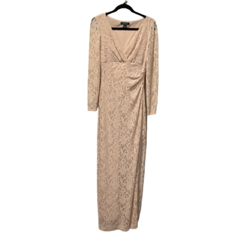 Lauren Ralph Lauren Size 2 Long-Sleeve Sequined Lace Gown